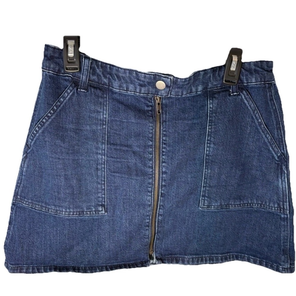 Madewell Denim dark wash Mini Skirt Womens 31 Y2K micro mini full zip flirty - Picture 2 of 4